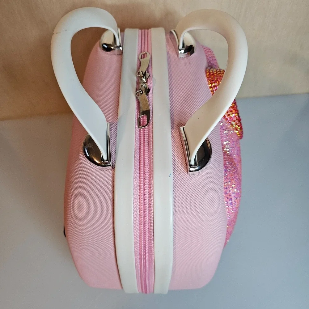 NEW HELLO KITTY Pink Water Diamond Makeup Travel Case Cosmetic Bag Hardshell